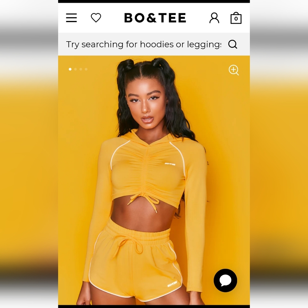 BO+TEE Yellow Cropped Hoodie